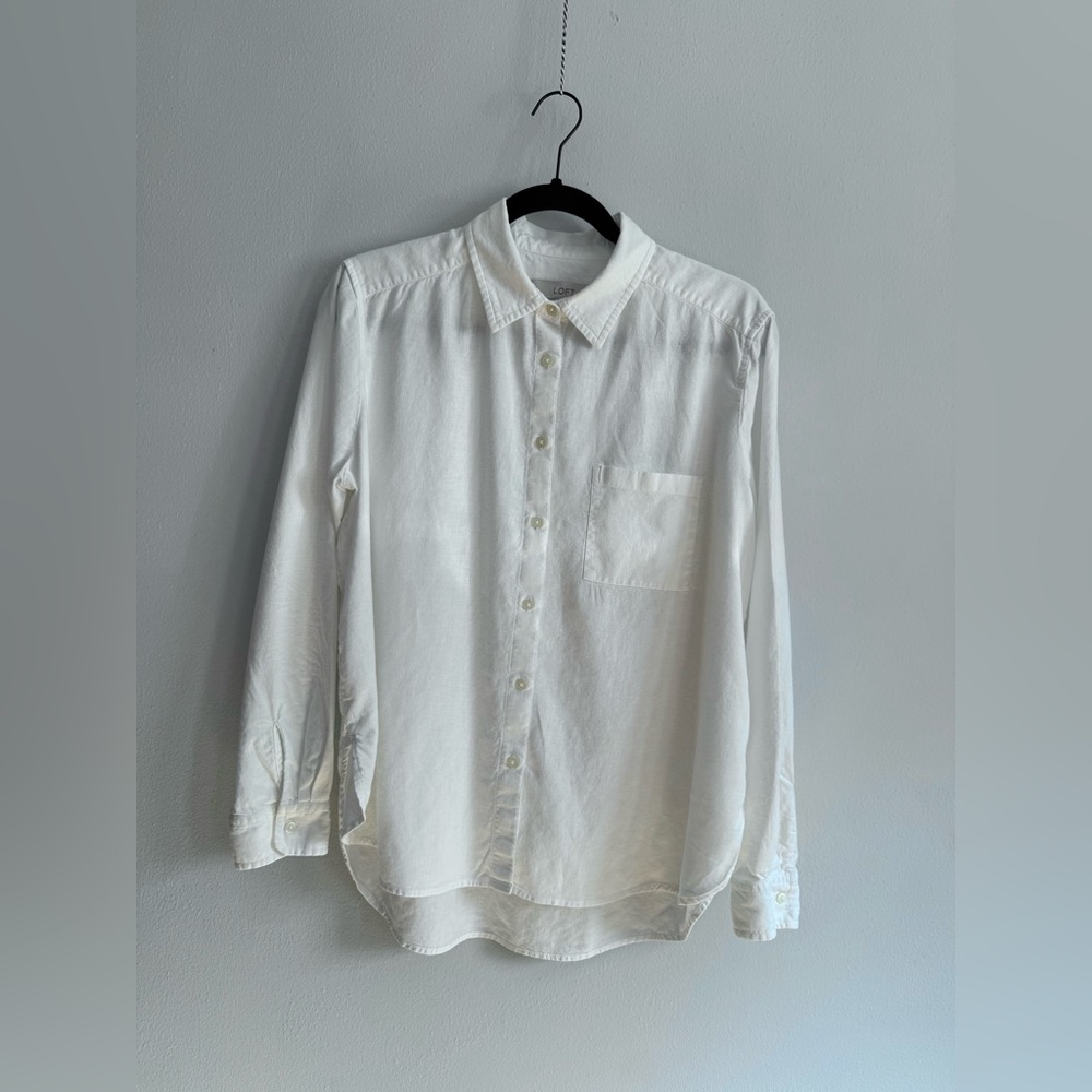 LOFT White Casual Button Down Shirt